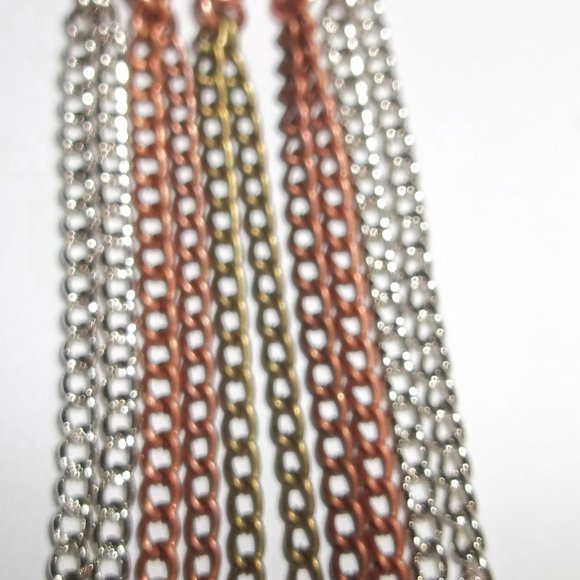 Mixed Metal Chandelier Earrings Chain Copper Silver Bronze Dangle Drop Set C221 - Picture 3 of 5
